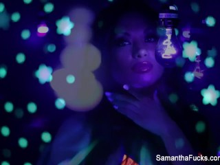 Samantha Saint black light lesbian fun