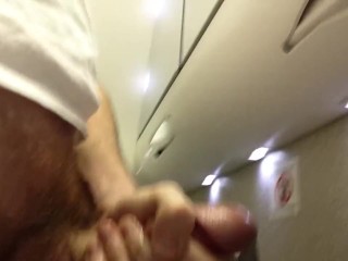 cumming in the airplane bathroom
