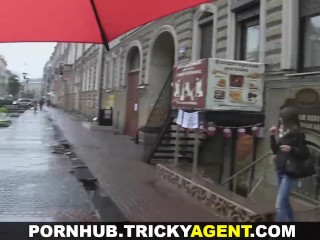 Tricky Agent - A girl rescued from the rain gets seduced!
