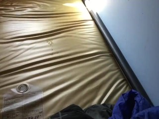 Another jack-off cum on waterbed vid