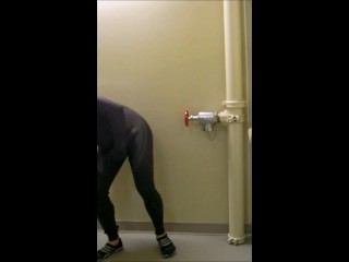 frogman jerkoff in hotel stairway