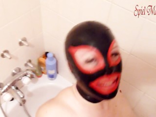 Superhero latex mask slut's great piss adventure