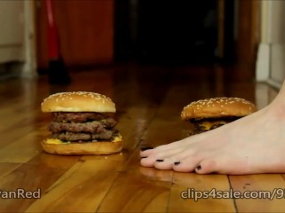 Burgers crushed by size 11 feet