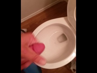 Busting a huge nut in the toilet