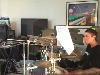 Felicity Feline Practices her drums BTS
