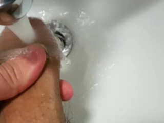 Pissing before washing my sensitive cock head