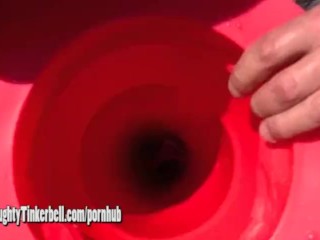 Horny blonde Milf anal fucks huge traffic cone and toys pussy with vibrator