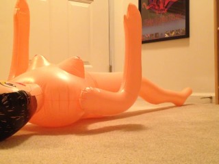 Fucking Blowup Sex Doll on the Floor