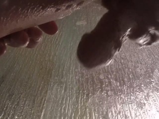 Soapy cock and balls in the shower