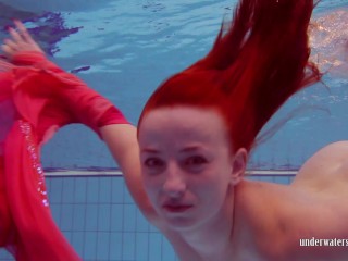 Redhead in the pool