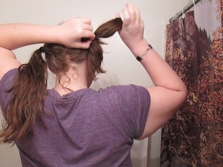 Removing Pig Tails with Long Curly Hair