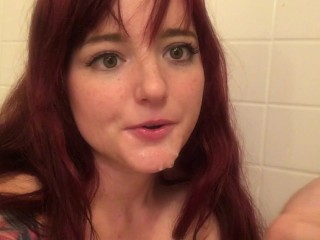 Ariel Blue's Sloppy Shower Dildo Blowjob