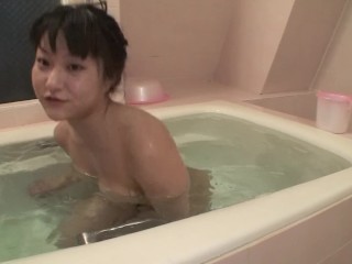 Japanese cougar showers before sex and facial