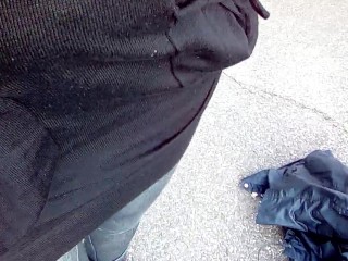 Pee on public sidewalk
