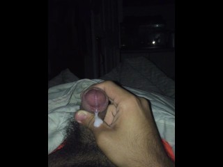 Stroking My Hard Cock and Cumming in Bed