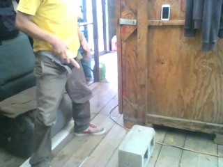 Jerking Off in Shed at Work