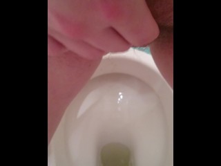 Hairy pussy piss and mastrubating on public toilet