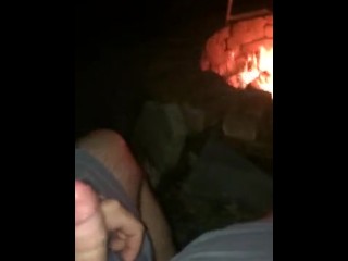 Sloppy blowjob at camp fire