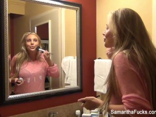 Busty blonde Samantha Saint has a night on the town