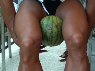 Muscle Goddess Latia Del Riviero Crushes Melon @ clips4sale/studio/42900