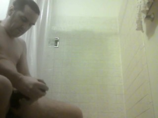POV - Max is playing with his flashlight in the shower