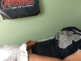 Teen jock cum in football pads Part2