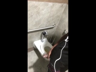 Bust a quickie in public restroom