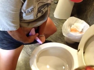 Having a blast taking a leak with the go girl penis!