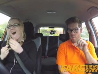 Fake Driving School Big sticky facial finish for hot busty posh examiner