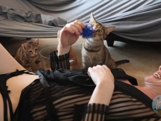 Stoya Plays with Kittens