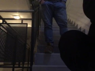 He fuck me and cum in me on the stairs