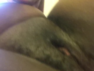 Black girl plays with fat pussy