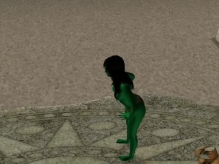 Dancing Green Woman Star trek Parody