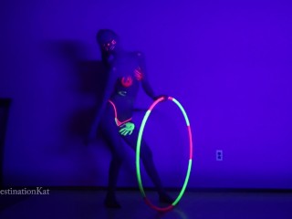 DestinationKat Dances and Hula Hoops Under A Black Light