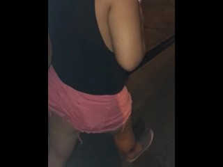Side Boob on hot summer day booty shorts