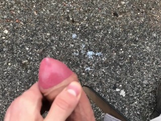 Young gay man parking lot masturbating