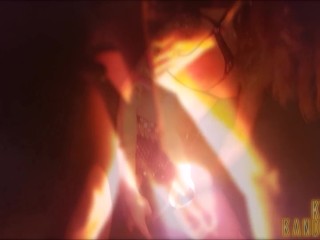 Dragon Queen KiraKandella Pyro Spins Fire and Burns Her Tgirl Cock and Body