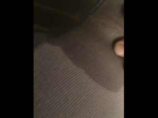 Close up wetting pissing in leggings