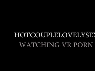 Girlfriend in tights does't know that I record her while watching vr porn