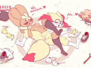 Pokemon Lopunny dominating Braixen in wrestling (by Diives)