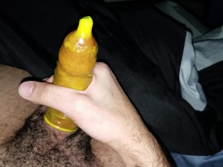 safety first - jerking off with a condom