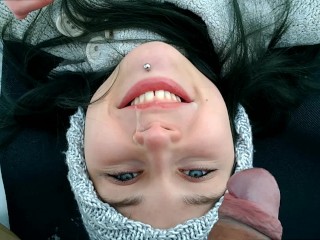 Cold Public Blowjob  POV, Cumshot, Facial