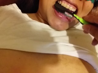 Princess Oral Gets Teeth Brushed with Her Own  Creampie