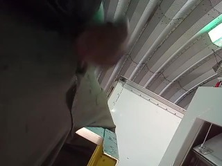 Almost caught jerking at work on ladder