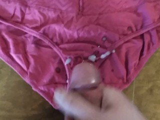 Blasting jizz all over wife's cum-stained panties