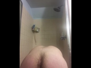 Showering up to Clean fingering my ass