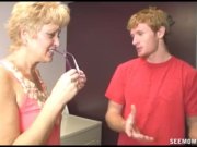 Preview 1 of Girlfriend's mom wants to clean his cock with her mouth full of Tide
