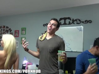 college dorm party - Group of HOT blonde college lesbians start a dorm room fuck party