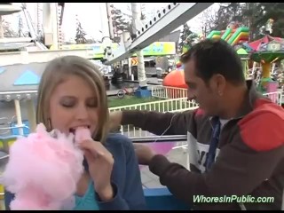 cute Chick rides tool in fun park