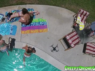 Girls having sex and filmed by a perv's drone